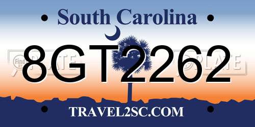 8GT2262 South Carolina License Plate