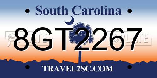 8GT2267 South Carolina License Plate