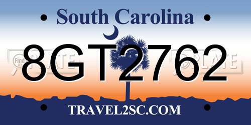8GT2762 South Carolina License Plate