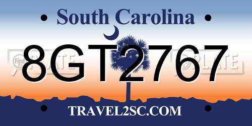 8GT2767 South Carolina License Plate