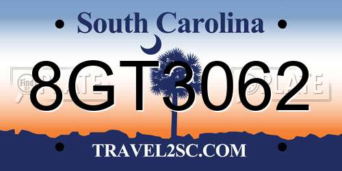 8GT3062 South Carolina License Plate