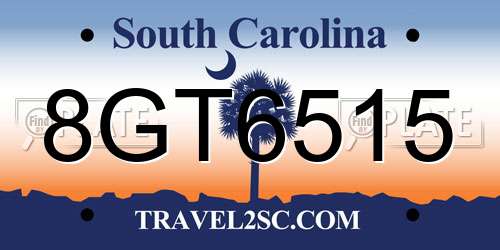 8GT6515 South Carolina License Plate