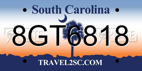 8GT6818 South Carolina License Plate