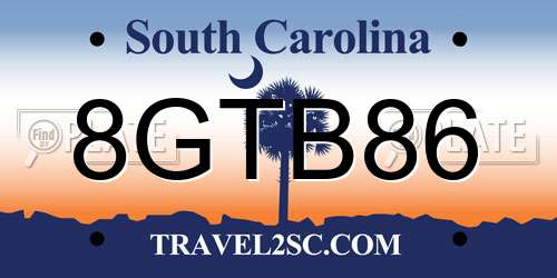 8GTB86 South Carolina License Plate