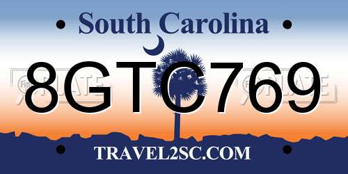 8GTC769 South Carolina License Plate