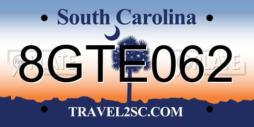 8GTE062 South Carolina License Plate