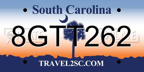 8GTT262 South Carolina License Plate