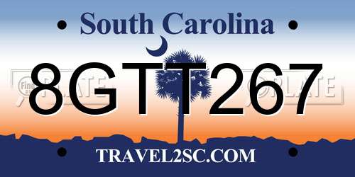 8GTT267 South Carolina License Plate