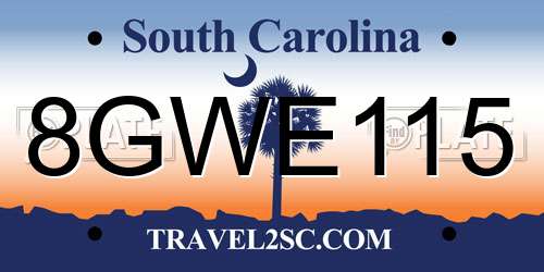 8GWE115 South Carolina License Plate