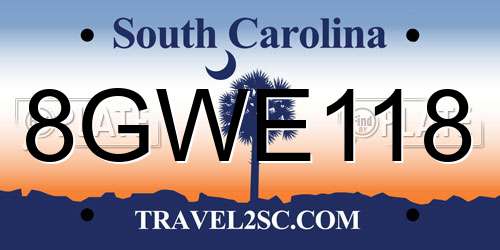 8GWE118 South Carolina License Plate