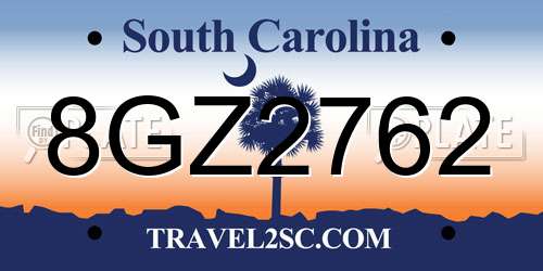 8GZ2762 South Carolina License Plate