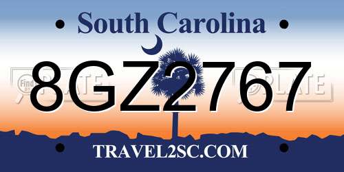 8GZ2767 South Carolina License Plate