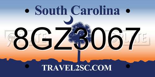 8GZ3067 South Carolina License Plate