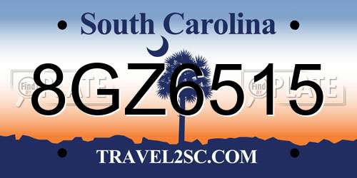 8GZ6515 South Carolina License Plate