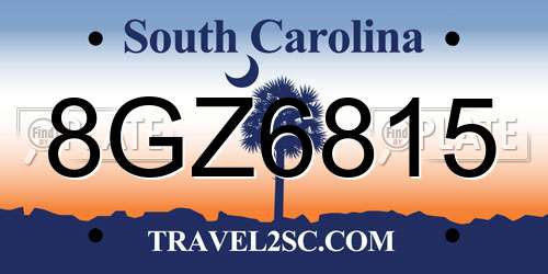 8GZ6815 South Carolina License Plate