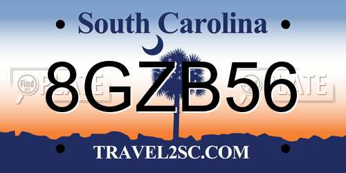 8GZB56 South Carolina License Plate