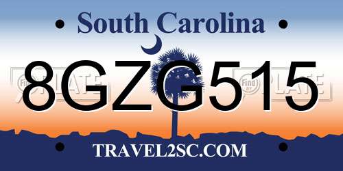 8GZG515 South Carolina License Plate