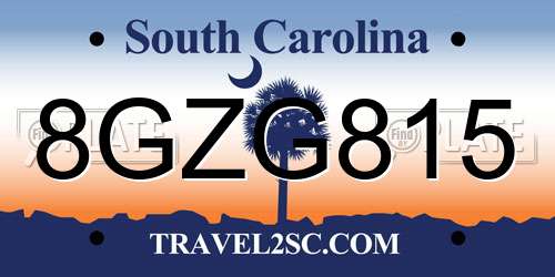 8GZG815 South Carolina License Plate