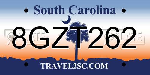 8GZT262 South Carolina License Plate
