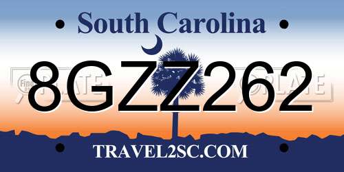 8GZZ262 South Carolina License Plate