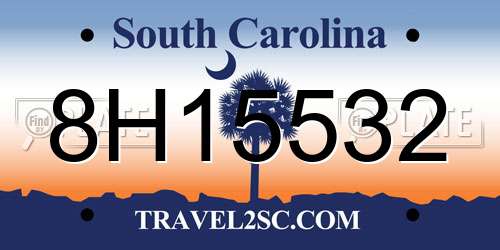 8H15532 South Carolina License Plate
