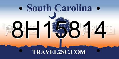8H15814 South Carolina License Plate