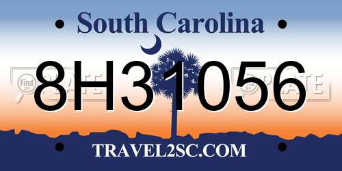 8H31056 South Carolina License Plate