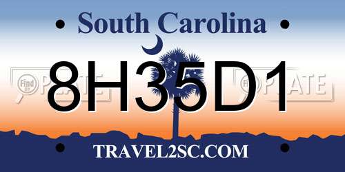 8H35D1 South Carolina License Plate