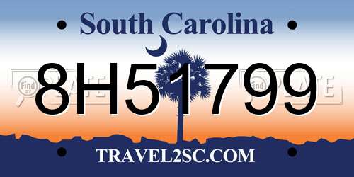 8H51799 South Carolina License Plate