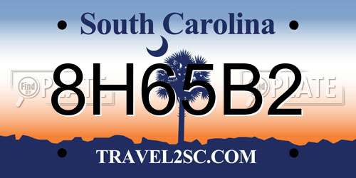 8H65B2 South Carolina License Plate