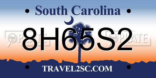 8H65S2 South Carolina License Plate