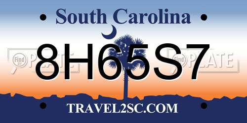 8H65S7 South Carolina License Plate