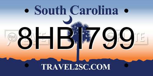 8HBI799 South Carolina License Plate
