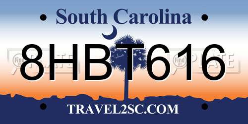 8HBT616 South Carolina License Plate