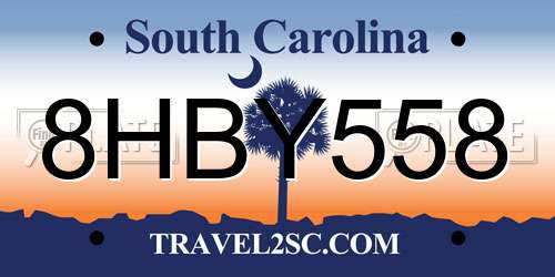 8HBY558 South Carolina License Plate