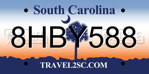 8HBY588 South Carolina License Plate