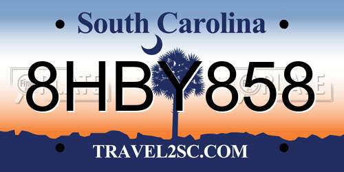 8HBY858 South Carolina License Plate