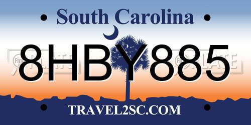 8HBY885 South Carolina License Plate