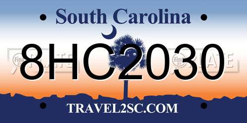 8HC2030 South Carolina License Plate