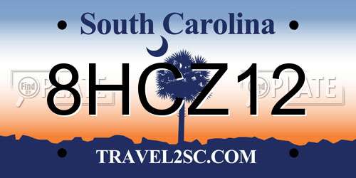 8HCZ12 South Carolina License Plate