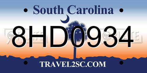 8HD0934 South Carolina License Plate