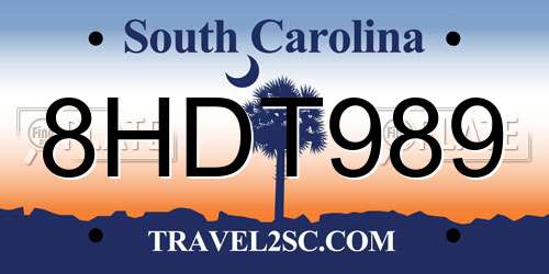 8HDT989 South Carolina License Plate