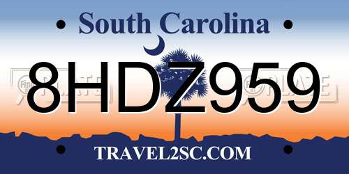 8HDZ959 South Carolina License Plate