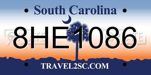 8HE1086 South Carolina License Plate