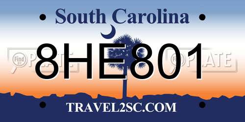 8HE801 South Carolina License Plate