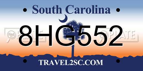 8HG552 South Carolina License Plate