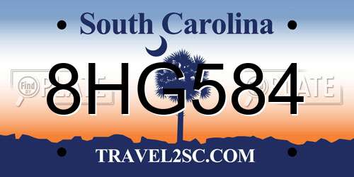 8HG584 South Carolina License Plate