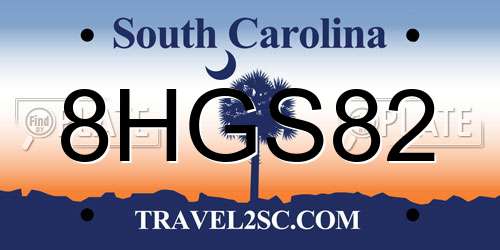 8HGS82 South Carolina License Plate