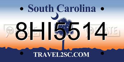 8HI5514 South Carolina License Plate
