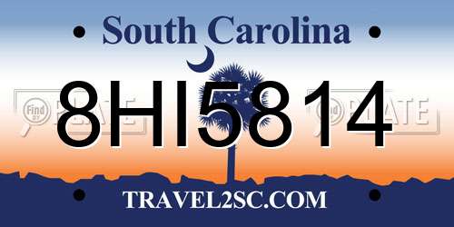 8HI5814 South Carolina License Plate